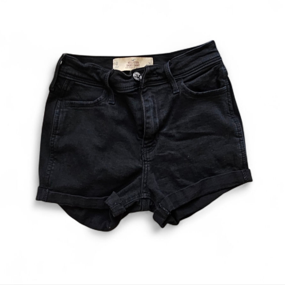 Stylish Black Denim Jean Shorts Sz 0/24 Super Stretch